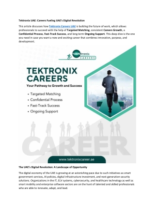 Tektronix UAE - Careers Fueling UAE's Digital Revolution