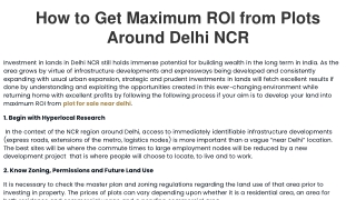 How to Get Maximum ROI from Plots Around Delhi NCR