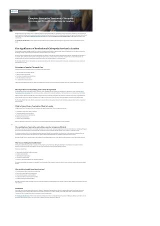 Complete Preventive Treatment, Chiropody Services and Travel Vaccinations in London