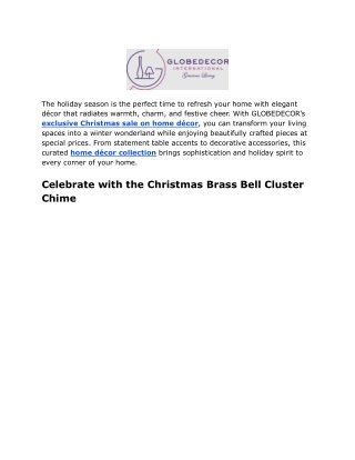 Exclusive Christmas Sale on Home Décor | Festive Collection by GLOBEDECOR