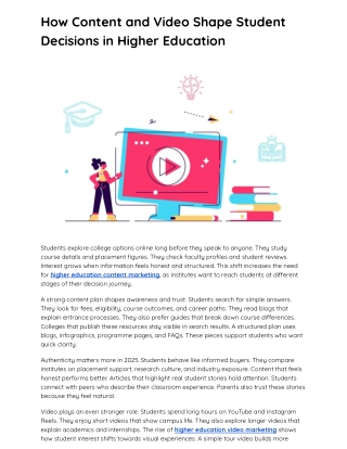 How Content and Video Shape Student Decisions in Higher Education