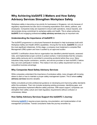 bizsafe 3 & safety advisory services