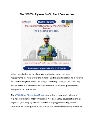 The Return on Your NEBOSH Diploma Investment