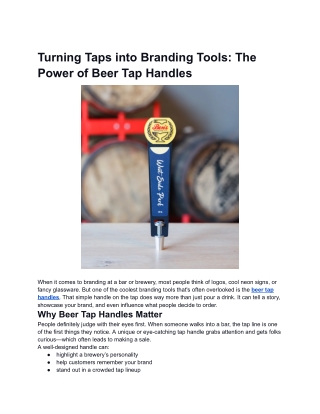 Turning Taps into Branding Tools: The Power of Beer Tap Handles