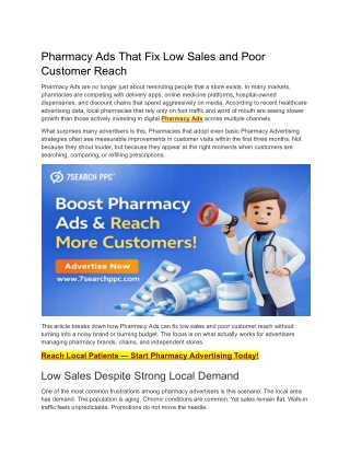 Pharmacy Ads That Fix Low Sales and Poor Customer Reach