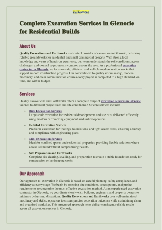 Complete Excavation Services in Glenorie for Residential Builds