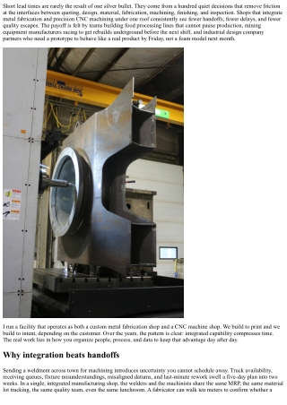 Reducing Lead Times with Integrated Metal Fabrication and Machining