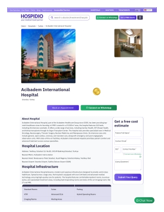 Acibadem International Hospital – World-Class Healthcare in Istanbul | HOSPIDIO