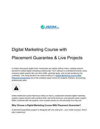 Digital Marketing Course with Placement Guarantee & Live Projects