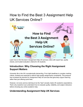 How to Find the Best 3 Assignment Help UK Services Online