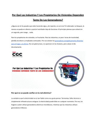 Por Qué Las Industrias Y Los Propietarios De Viviendas Dependen Tanto De Los Gen