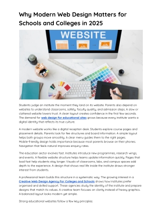 Why Modern Web Design Matters for Schools and Colleges in 2025