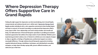 Where Depression Therapy Offers Supportive Care in Grand Rapids