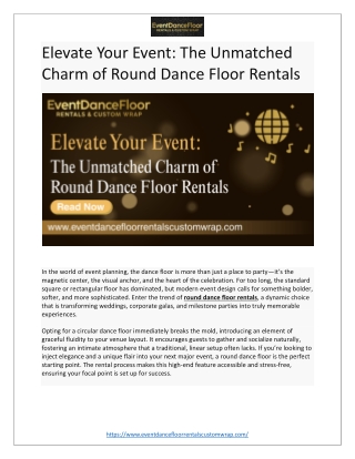 Elevate Your Event The Unmatched Charm of Round Dance Floor Rentals