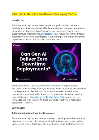 Generative AI For DevOps Training Ameerpet - DevOps Online