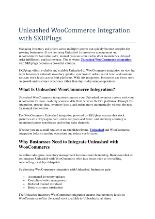 Unleashed WooCommerce Integration with SKUPlugs