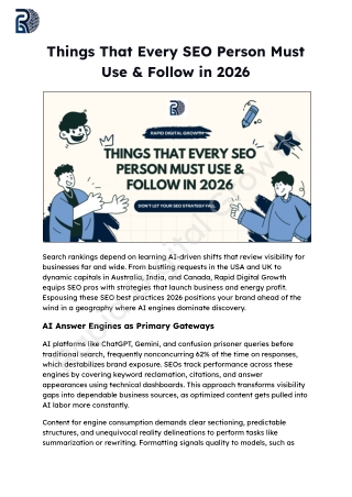 Things That Every SEO Person Must Use & Follow in 2026