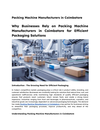 Packing Machine Manufacturers in Coimbatore