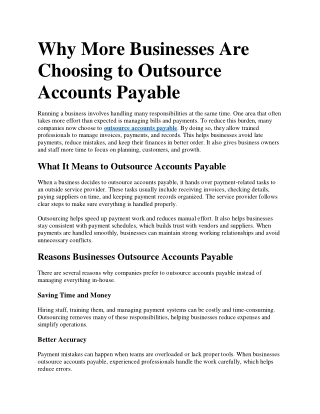 Why More Businesses Are Choosing to Outsource Accounts Payable