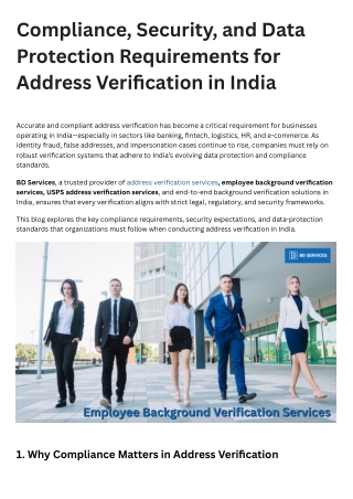 Compliance, Security, and Data Protection Requirements for Address Verification