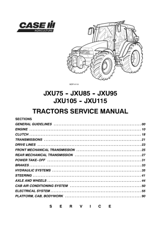 CASE IH JXU75 JXU85 JXU95 JXU105 JXU115 TRACTORS Service Repair Manual Instant Download (Part Number 87679936A2)