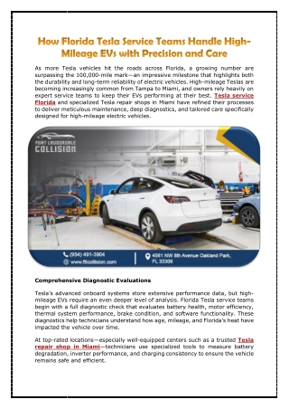 How Florida Tesla Service Teams Handle High-Mileage EVs with Precision and Care