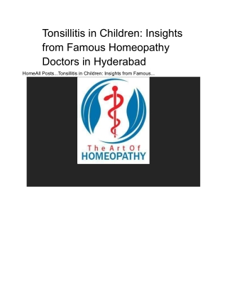 Tonsillitis in Children_ Insights from Famous Homeopathy Doctors in Hyderabad