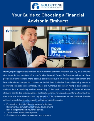Your Guide to Choosing a Financial Advisor in Elmhurst