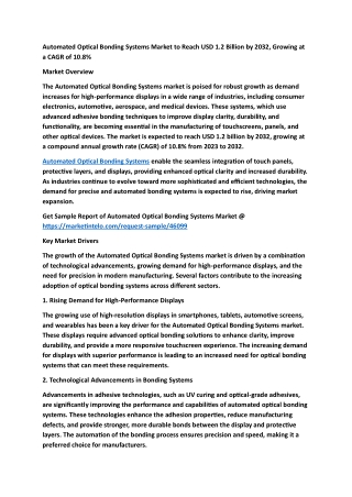 Automated Optical Bonding Systems Market to Reach USD 1.2 Billion by 2032