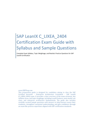 SAP C_LIXEA_2404 Certification Exam Guide with Syllabus and Sample Questions