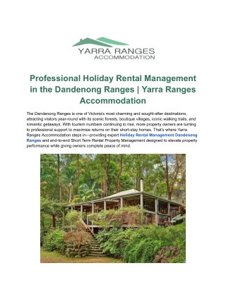 Professional Airbnb Property Management in The Dandenongs