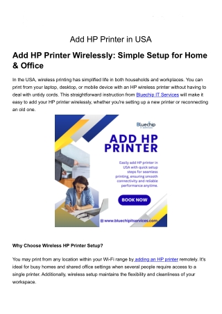 Add HP Printer in USA