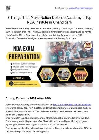 7 Things That Make Nation Defence Academy a Top NDA Institute in Chandigarh