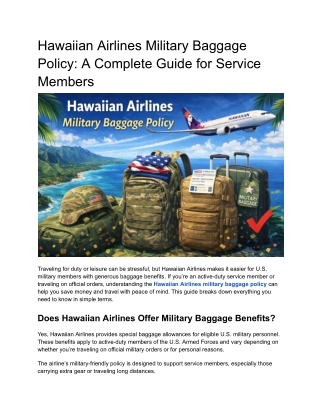 Hawaiian Airlines Military Baggage Policy