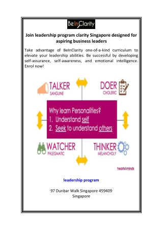 Join leadership program clarity Singapore designed for aspiring business leaders
