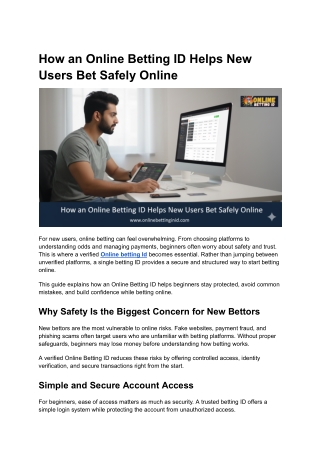 How an Online Betting ID Helps New Users Bet Safely Online