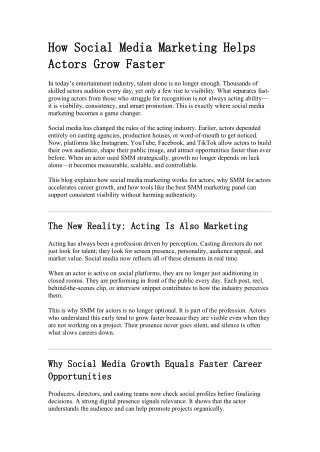 How Social Media Marketing Helps Actors Grow Faster