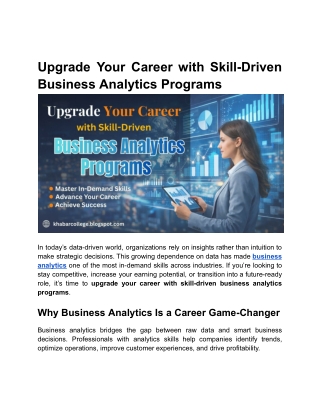 Upgrade Your Career with Skill-Driven Business Analytics Programs