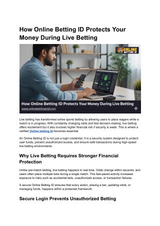 How Online Betting ID Protects Your Money During Live Betting