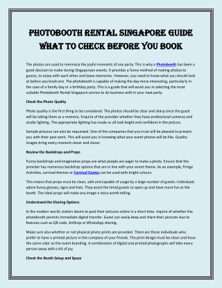 Photobooth Rental Singapore Guide What To Check Before You Book