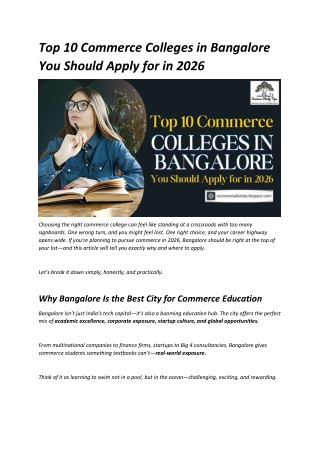 Top 10 Commerce Colleges in Bangalore You Should Apply for in 2026