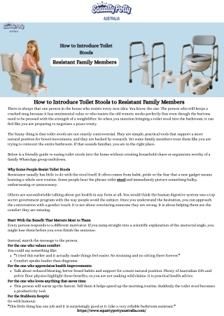 How to Introduce Toilet Stools to Resistant Family Members
