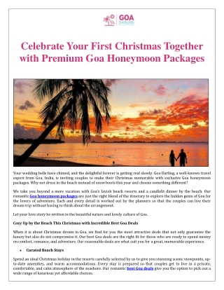 Goa Honeymoon Packages