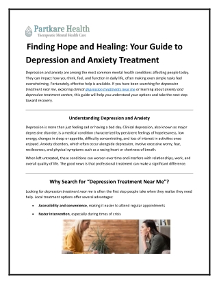 Depression Treatment Near Me: Find Support Close to Home