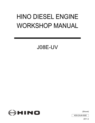 Hino J08E-UV Diesel Engine Service Repair Manual Instant Download (Book Code No. KSS-Z4J8-002E)