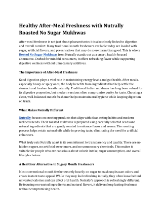 Healthy After-Meal Freshness with Nutrally Roasted No Sugar Mukhwas