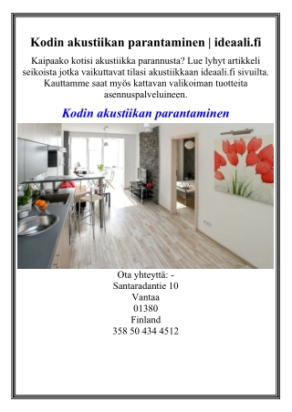 Kodin akustiikan parantaminen ideaali.fi