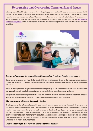 Recognizing and Overcoming Common Sexual Issues