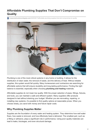 Affordable Plumbing Supplies That Don’t Compromise on Quality