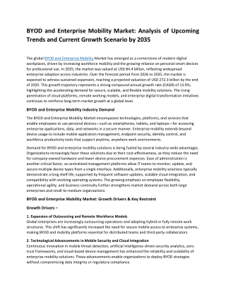 BYOD and Enterprise Mobility Market Size, Growth, Analysis up to 2035